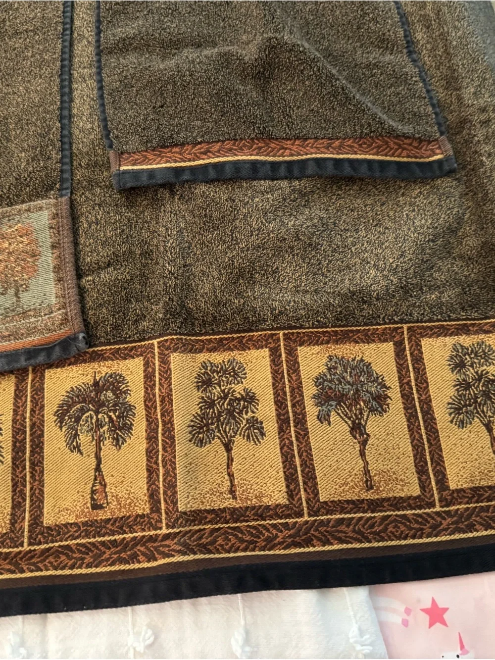 Vtg Hampton Manor Brown Cotton Towel Set 5-Pc Early 2000s